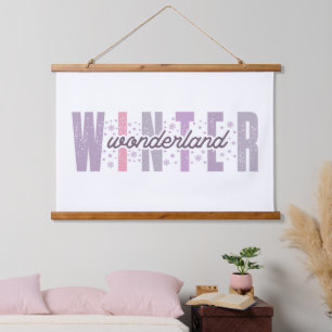 Winter Wonderland - Feestelijke Typografie Kunst Hangend Wandkleed
