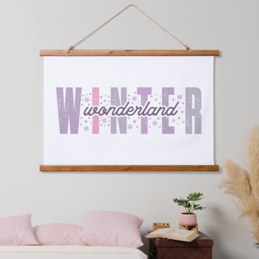Winter Wonderland - Feestelijke Typografie Kunst Hangend Wandkleed (Slaapkamer)