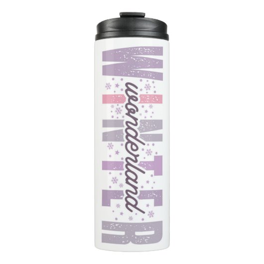 Winter Wonderland - Feestelijke Typografie Kunst Thermosbeker (Voorkant)