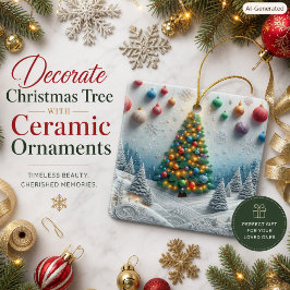 Winter Wonderland Festieve Boom & Sneeuwvlok  Keramisch Ornament