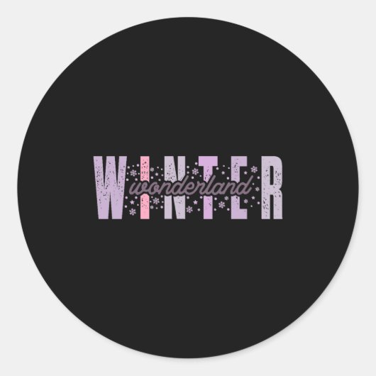 Winter Wonderland Festive Tygraphy Art Ronde Sticker (Voorkant)
