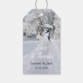 Winter Wonderland Fine Art Couple met Umbrella Cadeaulabel (Achterkant)