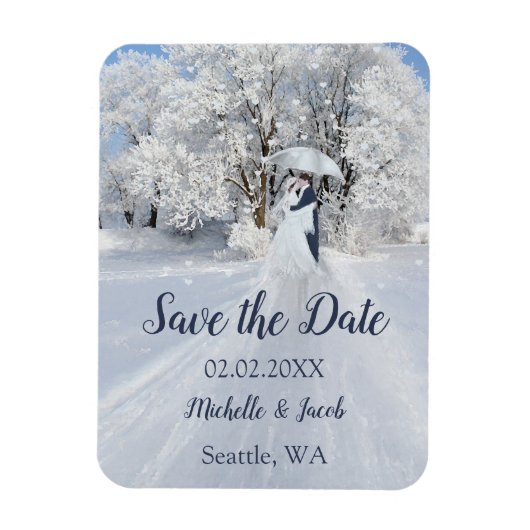 Winter Wonderland Fine Art Save the Date Magneet (Verticaal)
