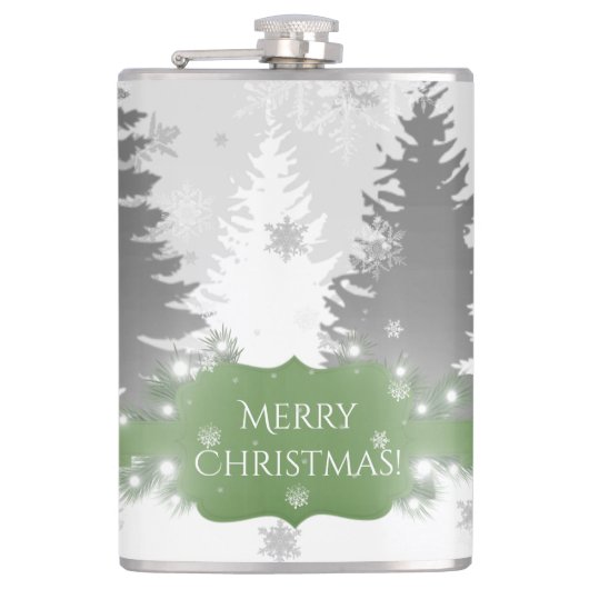 Winter Wonderland Flask - Groen Heupfles (Voorkant)