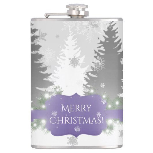 Winter Wonderland Flask - Paars Heupfles (Voorkant)