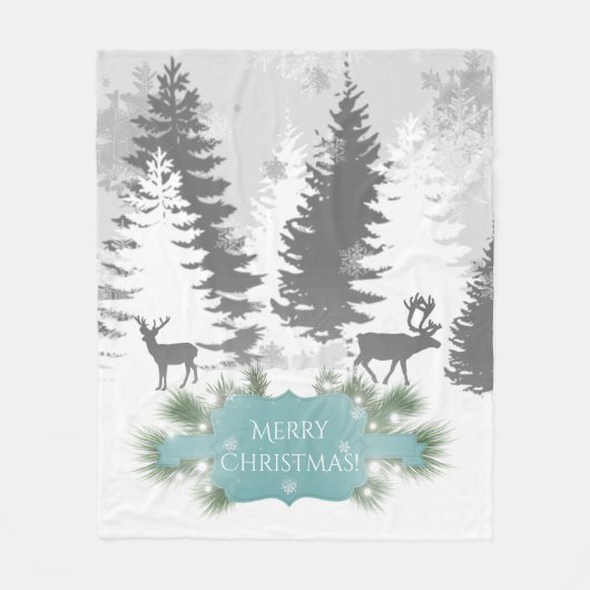 Winter Wonderland Fleece Blanket - Blauwgroen (Voorkant)