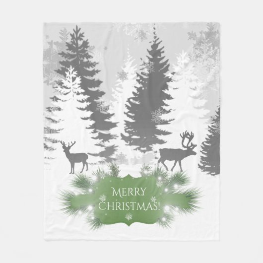 Winter Wonderland Fleece Blanket - Green Deken (Voorkant)