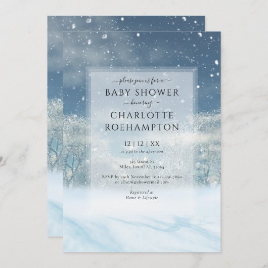 Winter Wonderland Forest Baby shower Kaart (Voorkant / Achterkant)