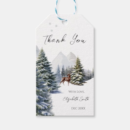 Winter Wonderland Forest Deer Het is koud buiten Cadeaulabel (Voorkant)