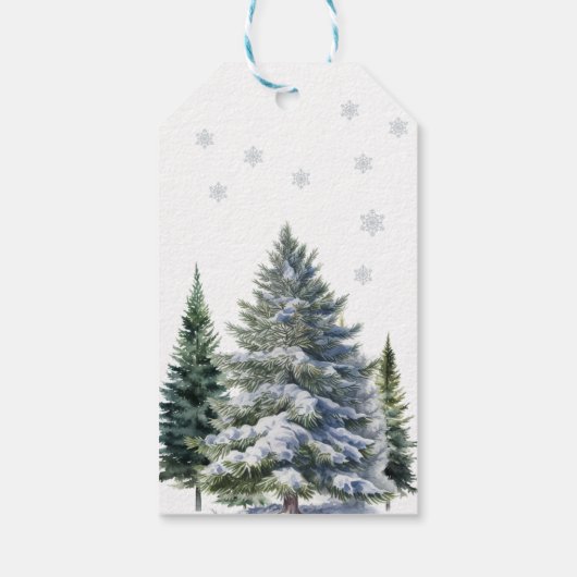 Winter Wonderland Forest Deer Het is koud buiten Cadeaulabel (Achterkant)