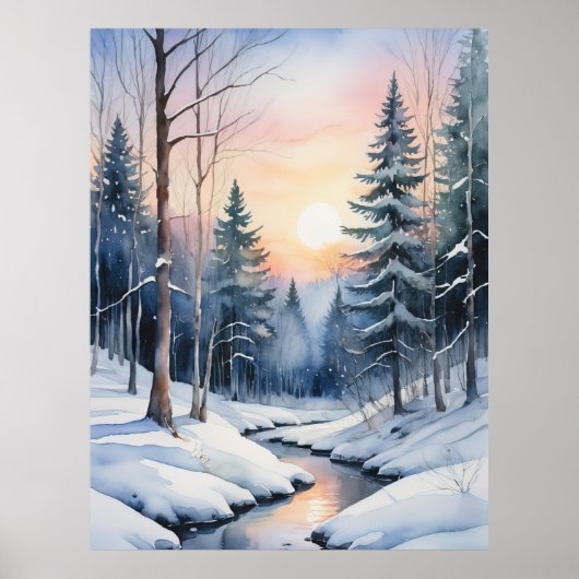 Winter Wonderland Forest Landschap Poster (Voorkant)