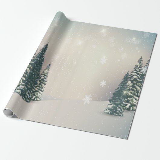 Winter Wonderland, Forest, Snow Holiday Cadeaupapier (Uitgerold)