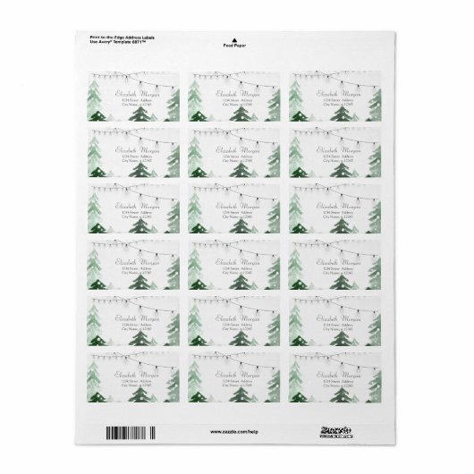 Winter Wonderland Forest String Lights Etiket (Full Sheet)