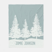 Winter Wonderland Forest Trees Custom Name Fleece Deken (Voorkant)