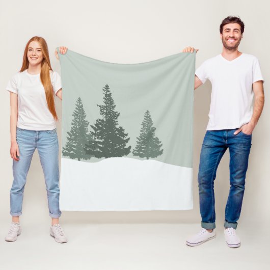 Winter Wonderland Forest Trees Fleece Deken (In situ)