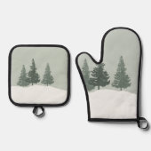 Winter Wonderland Forest Trees Ovenwant & Pannenlap Set (Voorkant)