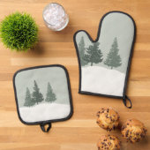 Winter Wonderland Forest Trees Ovenwant & Pannenlap Set (Top down)