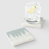 Winter Wonderland Forest Trees Stenen Onderzetter (Zijkant)