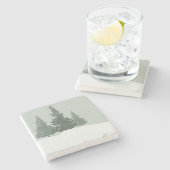 Winter Wonderland Forest Trees Stenen Onderzetter (Zijkant)