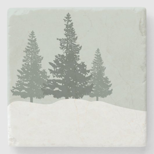 Winter Wonderland Forest Trees Stenen Onderzetter (Voorkant)