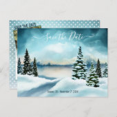Winter Wonderland Foto Save the Date Briefkaart (Voorkant / Achterkant)
