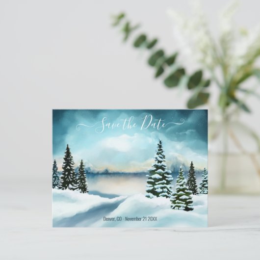 Winter Wonderland Foto Save the Date Briefkaart (Staand voorkant)