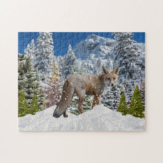 Winter Wonderland Fox in de sneeuw Legpuzzel (Horizontaal)
