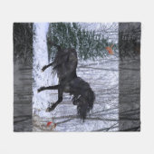 Winter Wonderland Friesian Horse 2 Blanket Fleece Deken (Voorkant (Horizontaal))