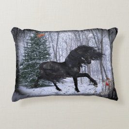 Winter Wonderland Friesian Horse 2 Pillow Accent Kussen