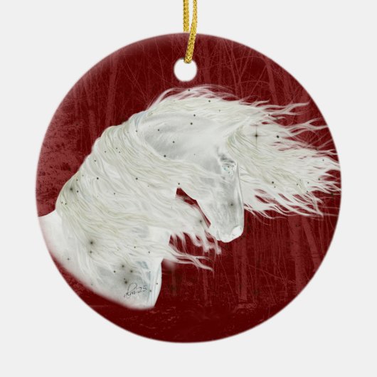 Winter Wonderland Friesian Horse 3 Ornamant Keramisch Ornament (Voorkant)