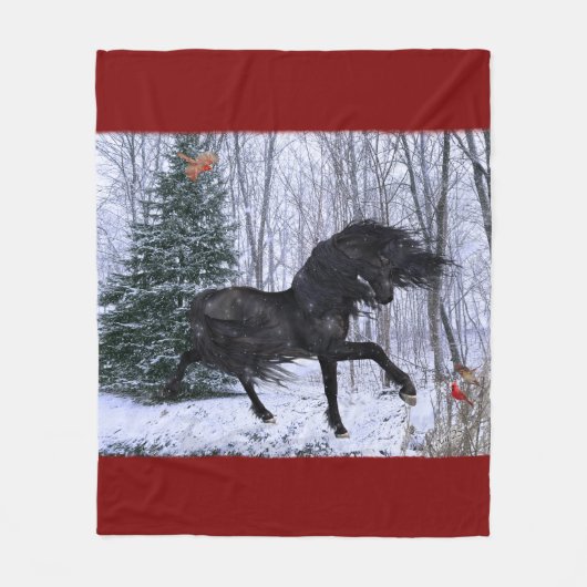 Winter Wonderland Friesian Horse Blanket Fleece Deken (Voorkant)
