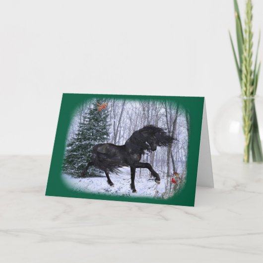Winter Wonderland Friesian Horse Card Kaart (Voorkant)