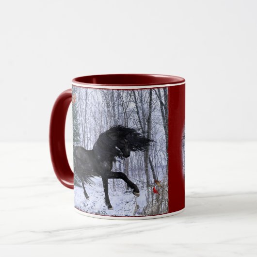 Winter Wonderland Friesian Horse Mug Mok (Voorkant links)