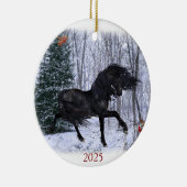Winter Wonderland Friesian Horse Ornament (Rechts)