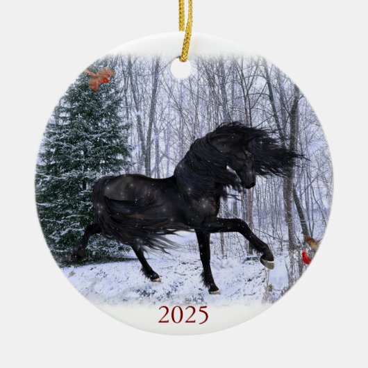 Winter Wonderland Friesian Horse Ornament (Voorkant)