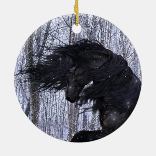 Winter Wonderland Friesian Horse Ornament (Achterkant)
