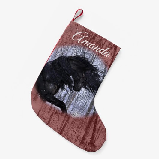 Winter Wonderland Friesian Horse Stocking Kleine Kerstsok (Voorkant (Hangend))