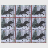 Winter Wonderland Friesian Horse Wrapping Paper Cadeaupapier (Vlak)