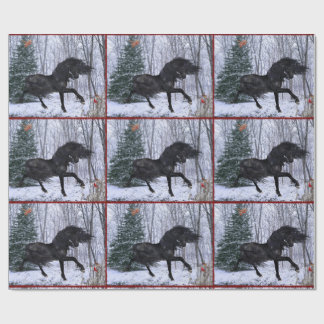 Winter Wonderland Friesian Horse Wrapping Paper Cadeaupapier
