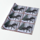 Winter Wonderland Friesian Horse Wrapping Paper Cadeaupapier (Uitgerold)