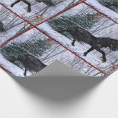 Winter Wonderland Friesian Horse Wrapping Paper Cadeaupapier (Hoek)