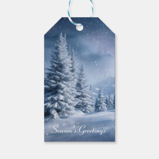 Winter Wonderland Frosted Trees Snowy Forest Cadeaulabel (Voorkant)
