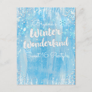 Winter Wonderland Frozen Blue Event Bewaar de datu Aankondigingskaart