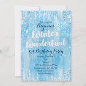 Winter Wonderland Frozen Ice Blue Party Uitnodigin Kaart (Voorkant)