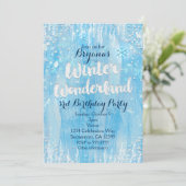 Winter Wonderland Frozen Ice Blue Party Uitnodigin Kaart (Staand voorkant)