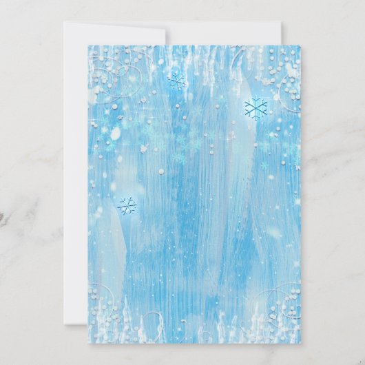 Winter Wonderland Frozen Ice Blue Party Uitnodigin Kaart (Achterkant)