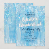 Winter Wonderland Frozen Ice Blue Party Uitnodigin Kaart (Voorkant / Achterkant)
