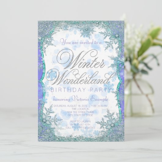 Winter Wonderland Frozen verjaardagsfeestje Kaart (Staand voorkant)