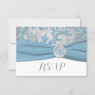 Winter Wonderland, GEDRUKTE GESP bruiloft RSVP 4 Kaartje