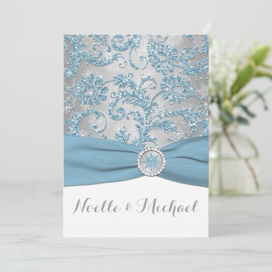 Winter Wonderland, GEDRUKTE kristallen gesp uitnod Kaart (Staand voorkant)